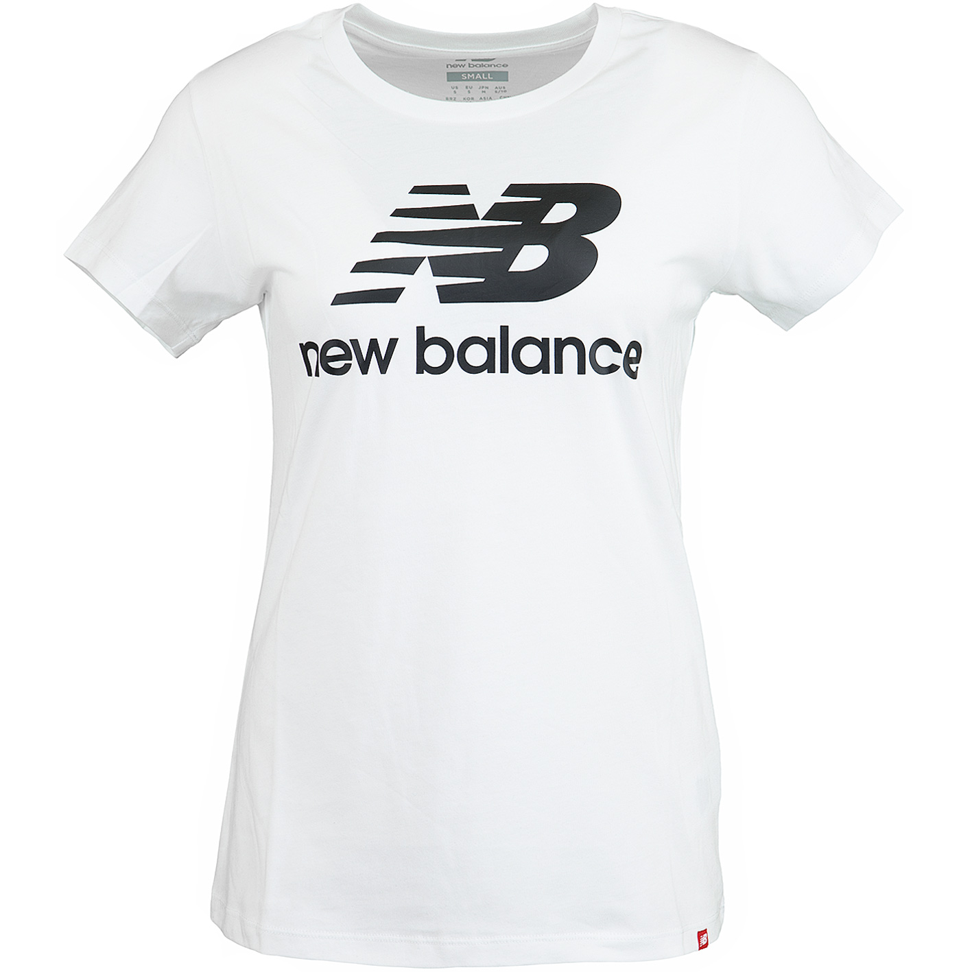 ☆ New Balance Damen T-Shirt Essentials Stacked Logo weiß/schwarz - hier  bestellen!