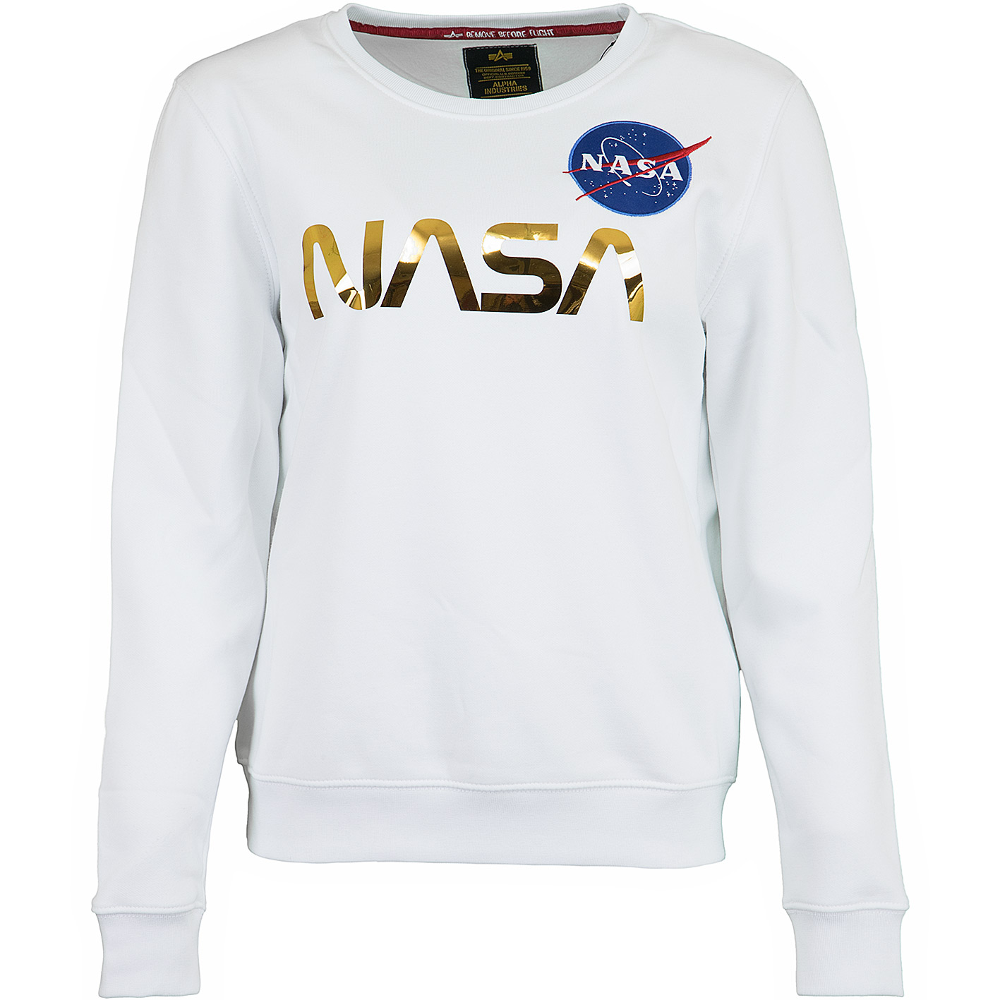 ☆ Alpha Industries Damen Sweatshirt NASA PM weiß/gold - hier bestellen!