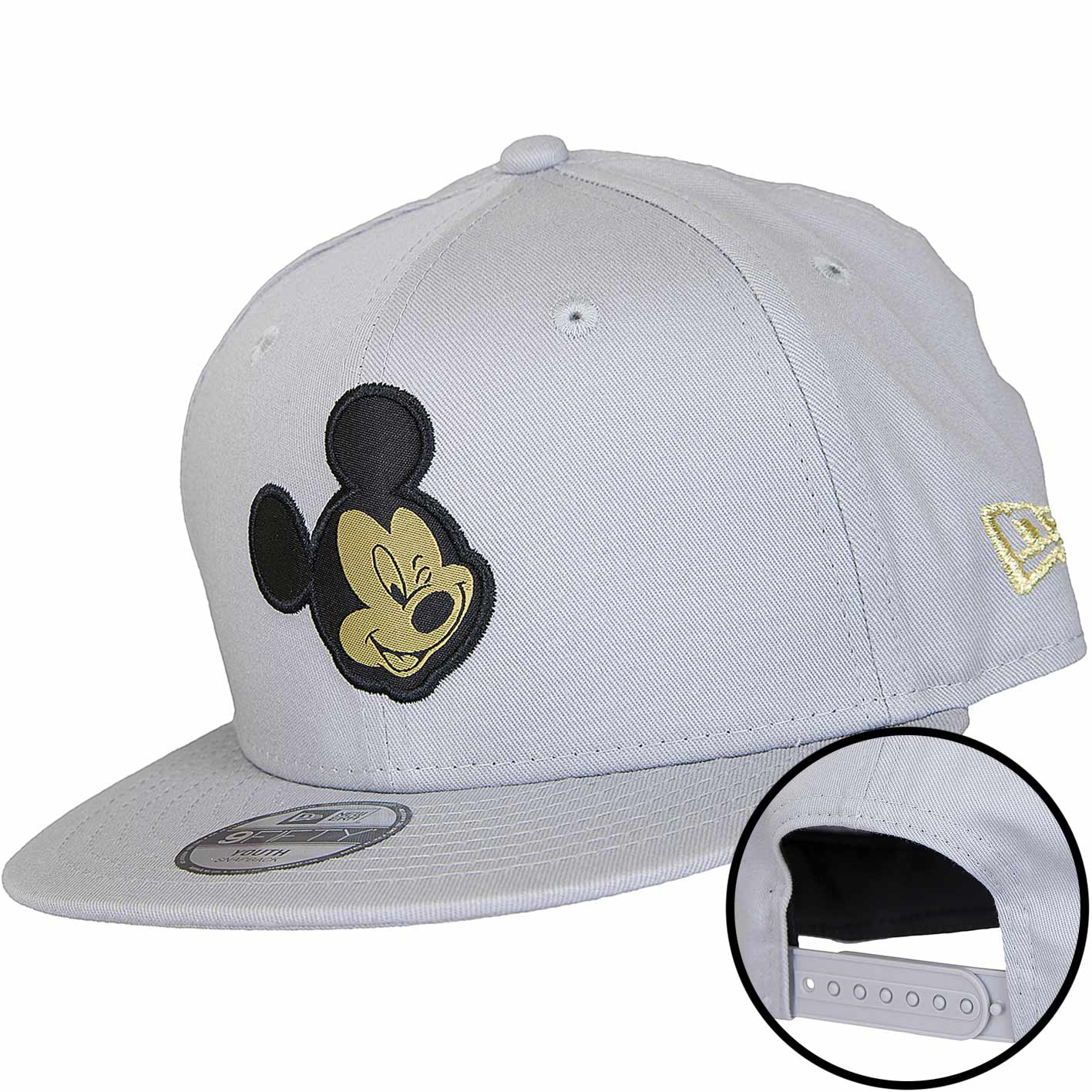 ☆ New Era 9Fifty Kinder Snapback Cap Character Mickey Mouse grau/gold -  hier bestellen!