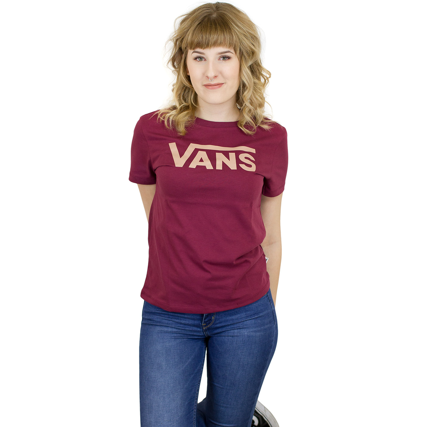 ☆ Vans Damen T-Shirt Flying V burgundy - hier bestellen!