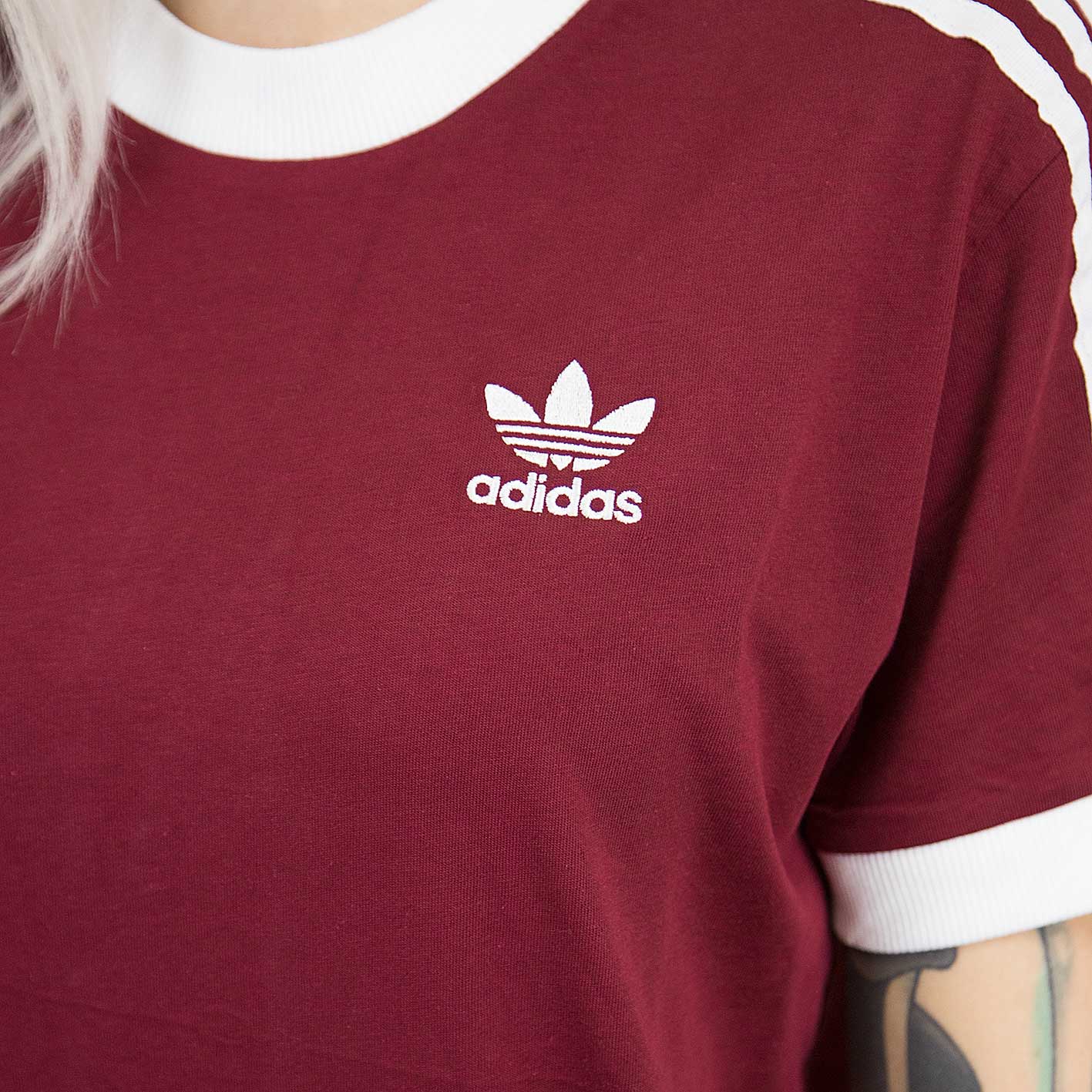 ☆ Adidas Originals Damen T-Shirt 3 Stripes weinrot - hier bestellen!